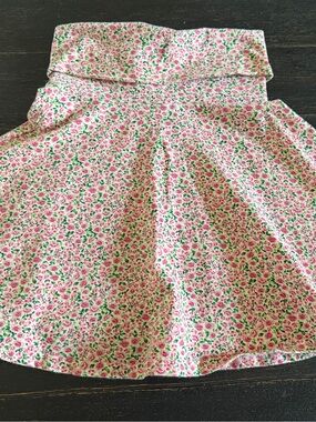 Women's Pink Floral Skirt - Fold-Over Waist